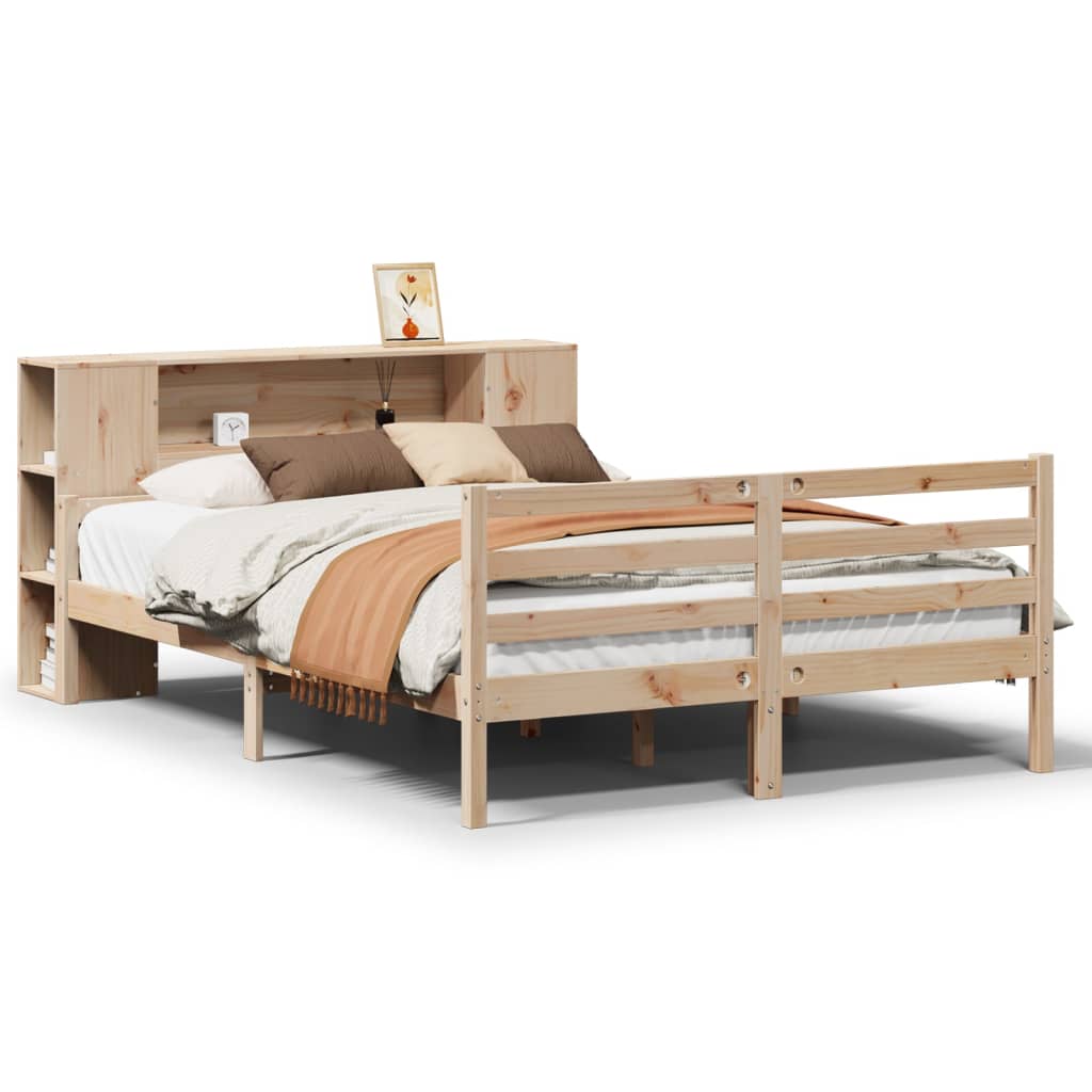 Bookcase Bed without Mattress 150x200 cm King Solid Wood Pine