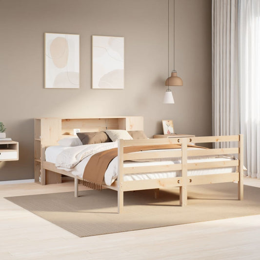 Bookcase Bed without Mattress 150x200 cm King Solid Wood Pine