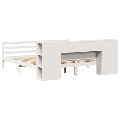 Bookcase Bed without Mattress White 180x200 cm Super King Solid Wood Pine
