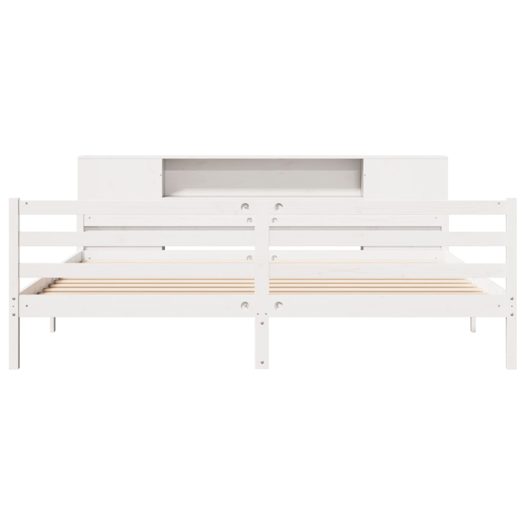 Bookcase Bed without Mattress White 200x200 cm Solid Wood Pine