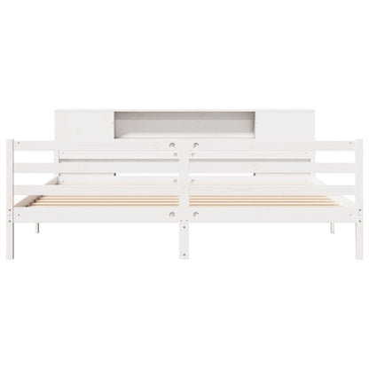 Bookcase Bed without Mattress White 200x200 cm Solid Wood Pine