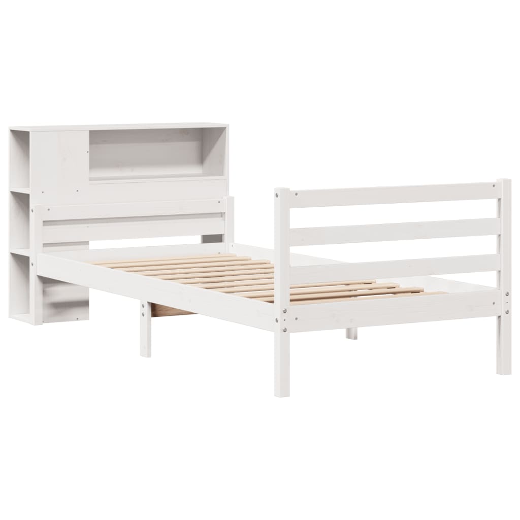 Bookcase Bed without Mattress White 100x200 cm Solid Wood Pine