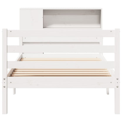 Bookcase Bed without Mattress White 100x200 cm Solid Wood Pine