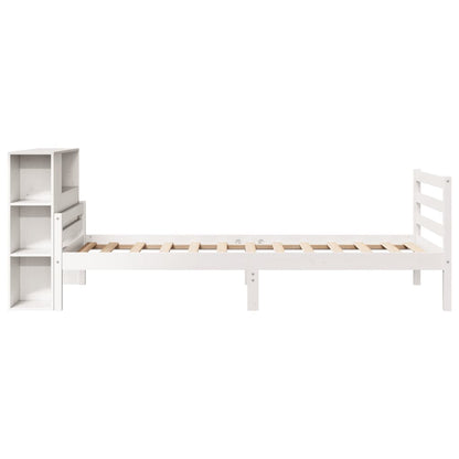 Bookcase Bed without Mattress White 100x200 cm Solid Wood Pine