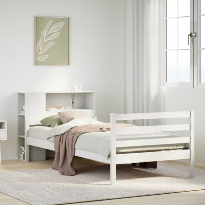 Bookcase Bed without Mattress White 100x200 cm Solid Wood Pine