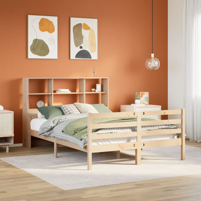 Bookcase Bed without Mattress 140x190 cm Solid Wood Pine
