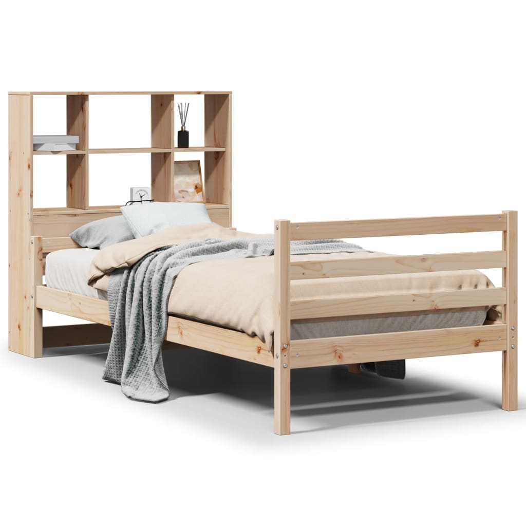 Bookcase Bed without Mattress 90x200 cm Solid Wood Pine