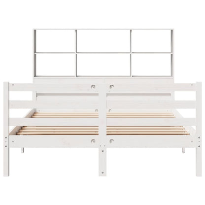 Bookcase Bed without Mattress White 140x200 cm Solid Wood Pine