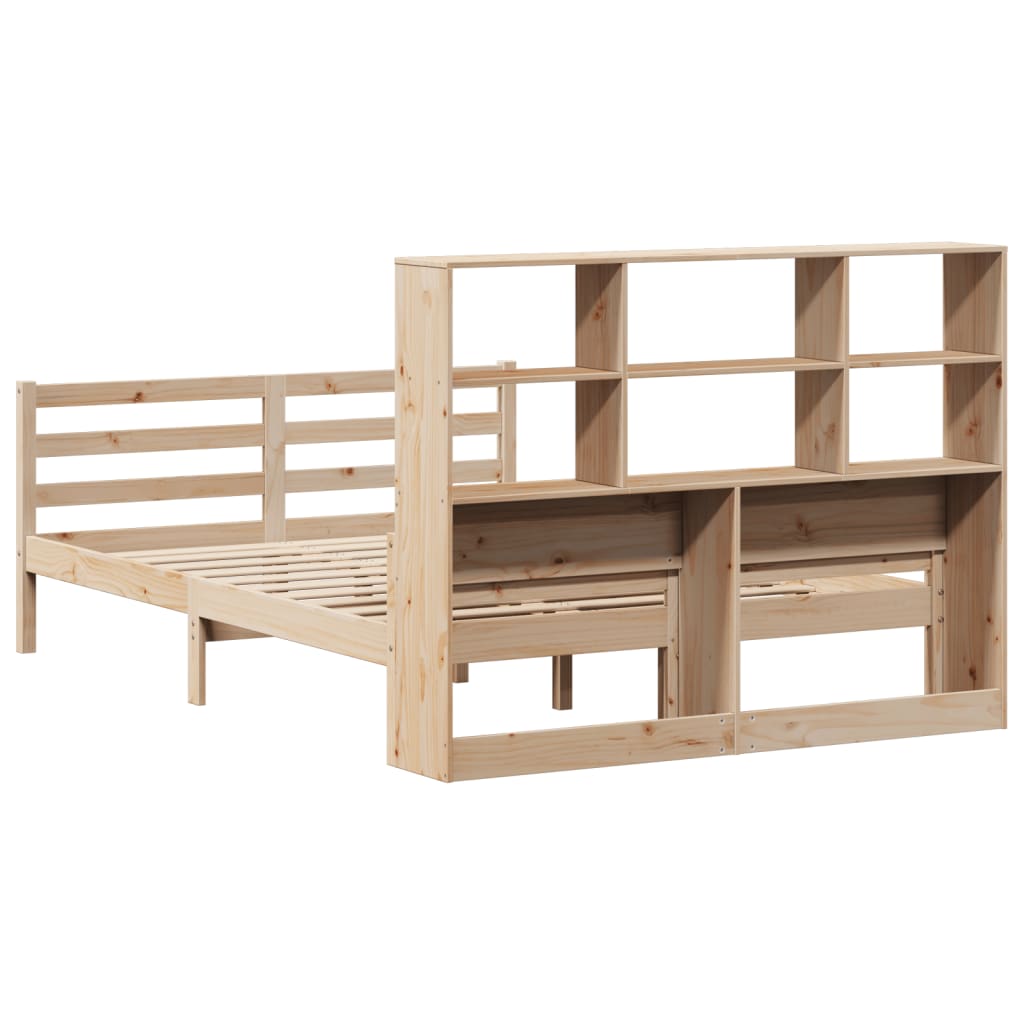 Bookcase Bed without Mattress 150x200 cm King Solid Wood Pine