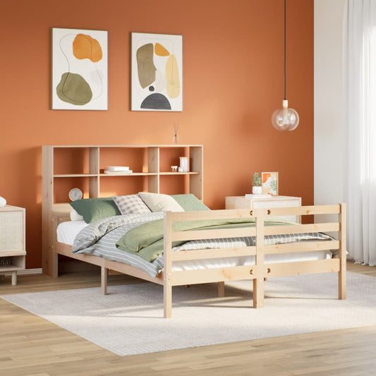 Bookcase Bed without Mattress 150x200 cm King Solid Wood Pine