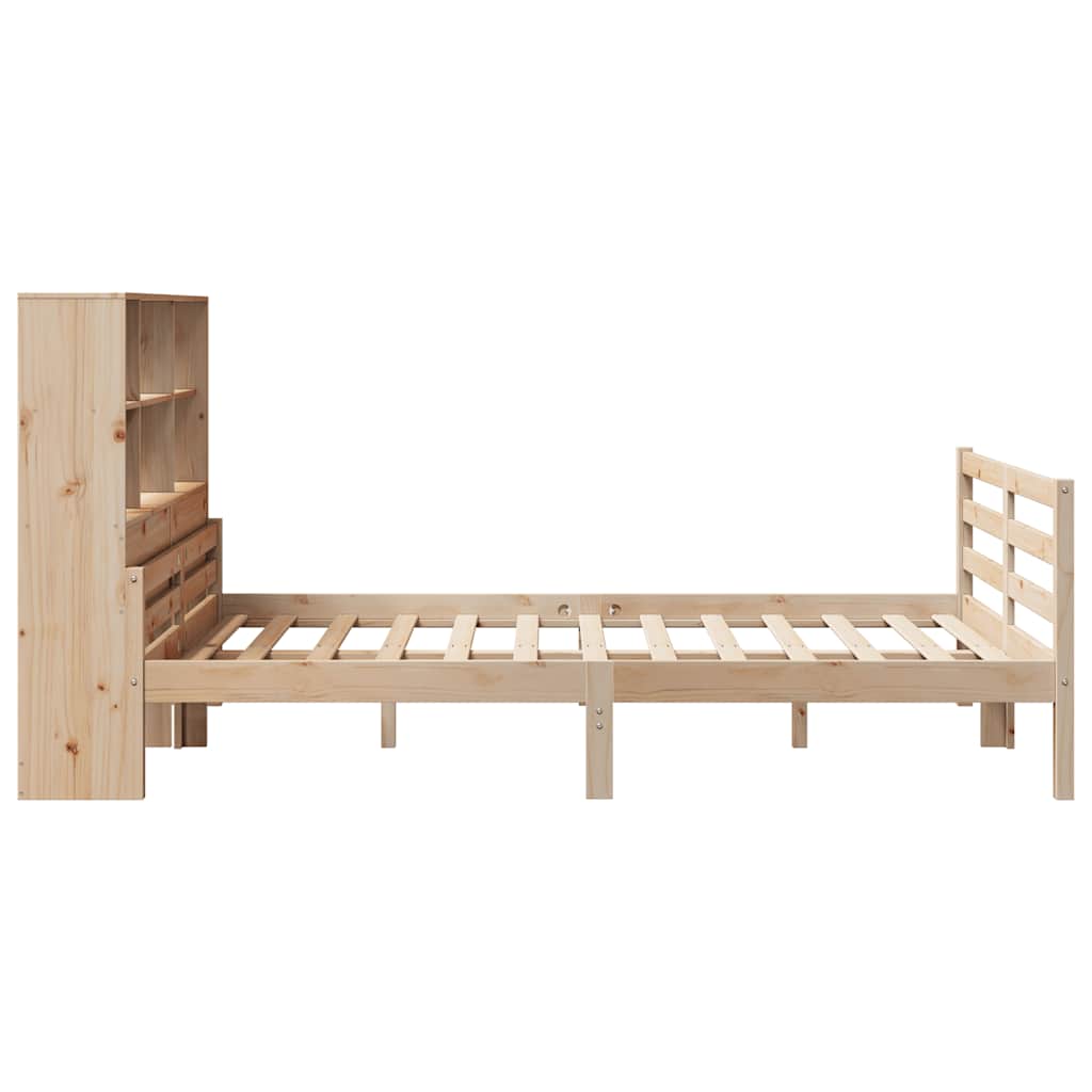 Bookcase Bed without Mattress 160x200 cm Solid Wood Pine