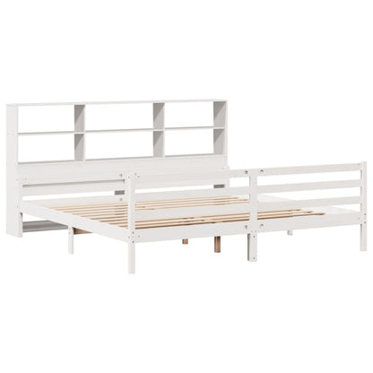 Bookcase Bed without Mattress White 180x200 cm Super King Solid Wood Pine