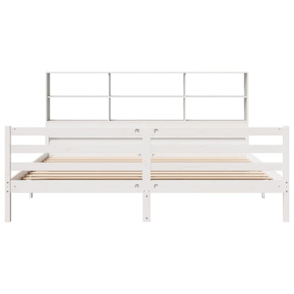 Bookcase Bed without Mattress White 180x200 cm Super King Solid Wood Pine