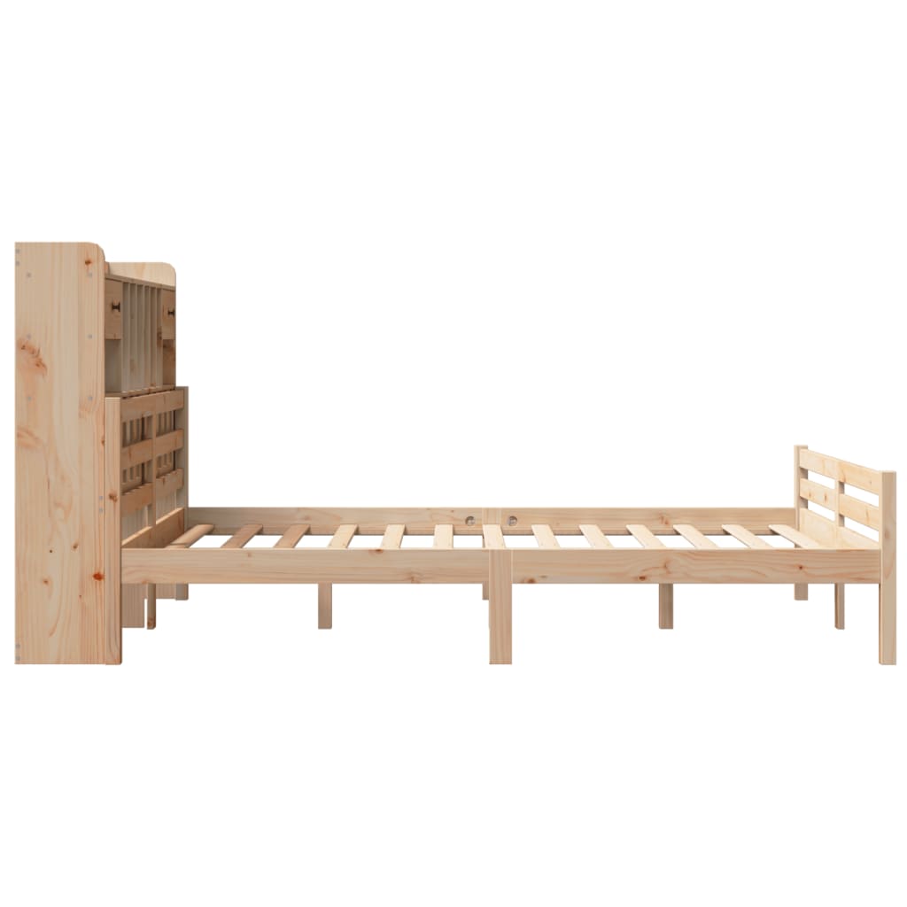 Bookcase Bed without Mattress 140x200cm Solid Wood Pine