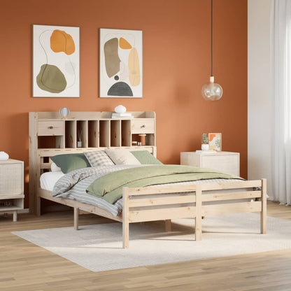 Bookcase Bed without Mattress 140x200cm Solid Wood Pine