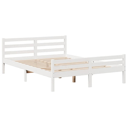 Bookcase Bed without Mattress White 150x200 cm King Size Solid Wood Pine
