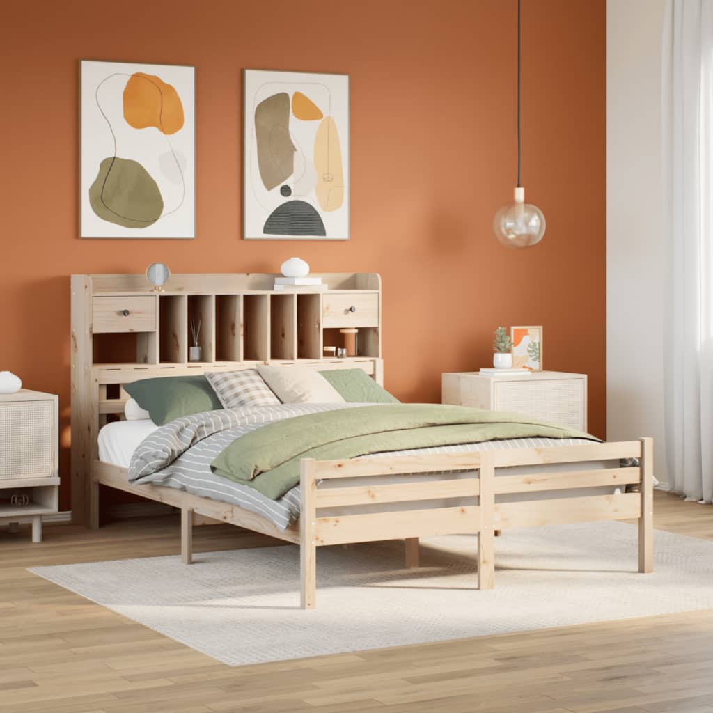 Bookcase Bed without Mattress 160x200cm Solid Wood Pine
