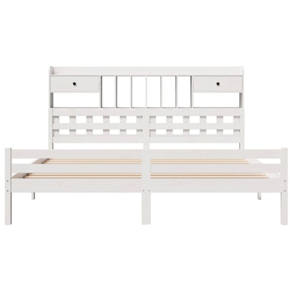 Bookcase Bed without Mattress White 180x200 cm Super King Solid Wood Pine