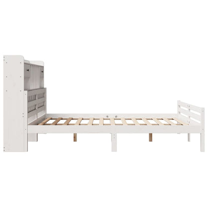 Bookcase Bed without Mattress White 180x200 cm Super King Solid Wood Pine