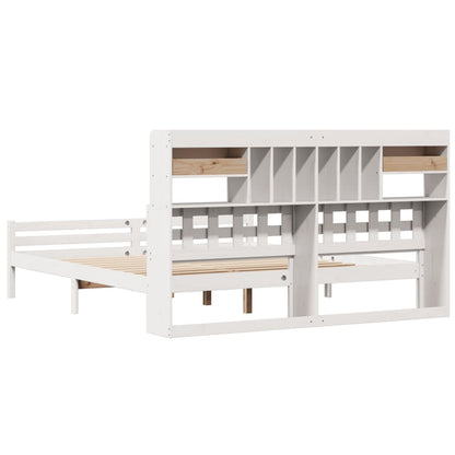 Bookcase Bed without Mattress White 180x200 cm Super King Solid Wood Pine