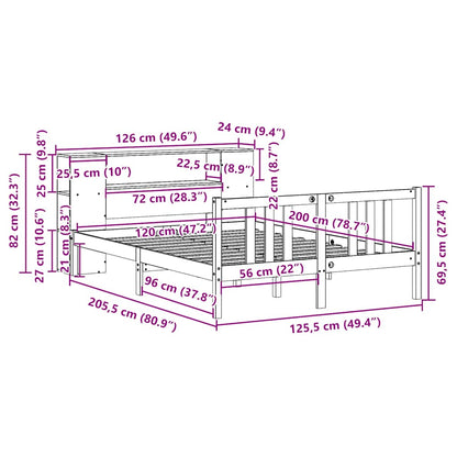 Bookcase Bed without Mattress 120x200cm Solid Wood Pine