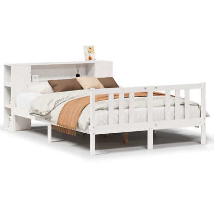 Bookcase Bed without Mattress White 140x200cm Solid Wood Pine