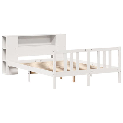 Bookcase Bed without Mattress White 140x200cm Solid Wood Pine