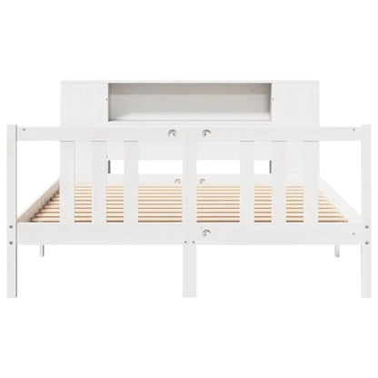 Bookcase Bed without Mattress White 140x200cm Solid Wood Pine