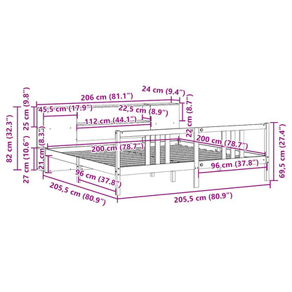 Bookcase Bed without Mattress 200x200cm Solid Wood Pine