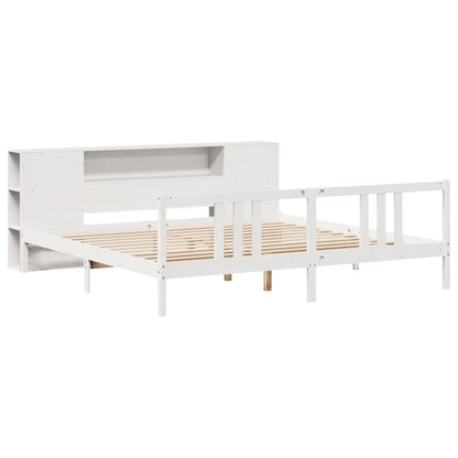 Bookcase Bed without Mattress White 200x200cm Solid Wood Pine