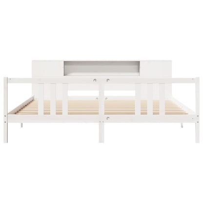 Bookcase Bed without Mattress White 200x200cm Solid Wood Pine