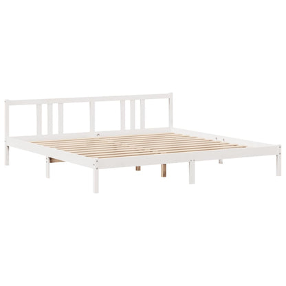 Bookcase Bed without Mattress White 200x200cm Solid Wood Pine