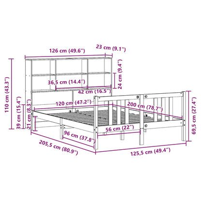 Bookcase Bed without Mattress 120x200cm Solid Wood Pine