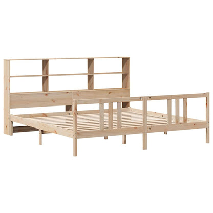 Bookcase Bed without Mattress 180x200cm Super King Solid Wood Pine