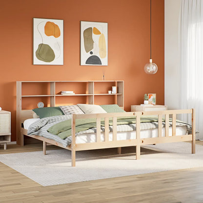 Bookcase Bed without Mattress 180x200cm Super King Solid Wood Pine