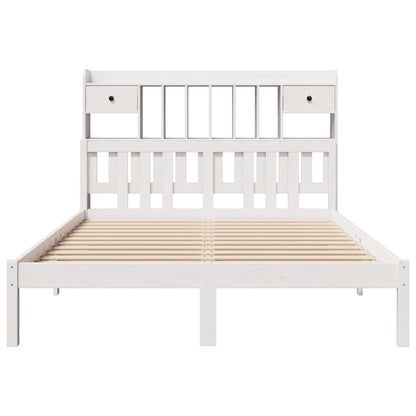 Bookcase Bed without Mattress White 140x200 cm Solid Wood Pine
