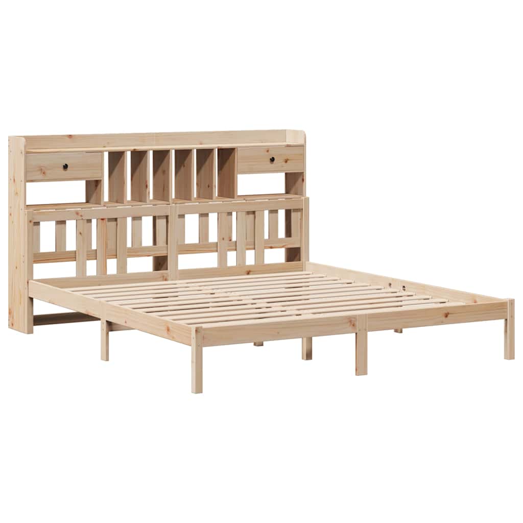 Bookcase Bed without Mattress 180x200 cm Super King Solid Wood Pine