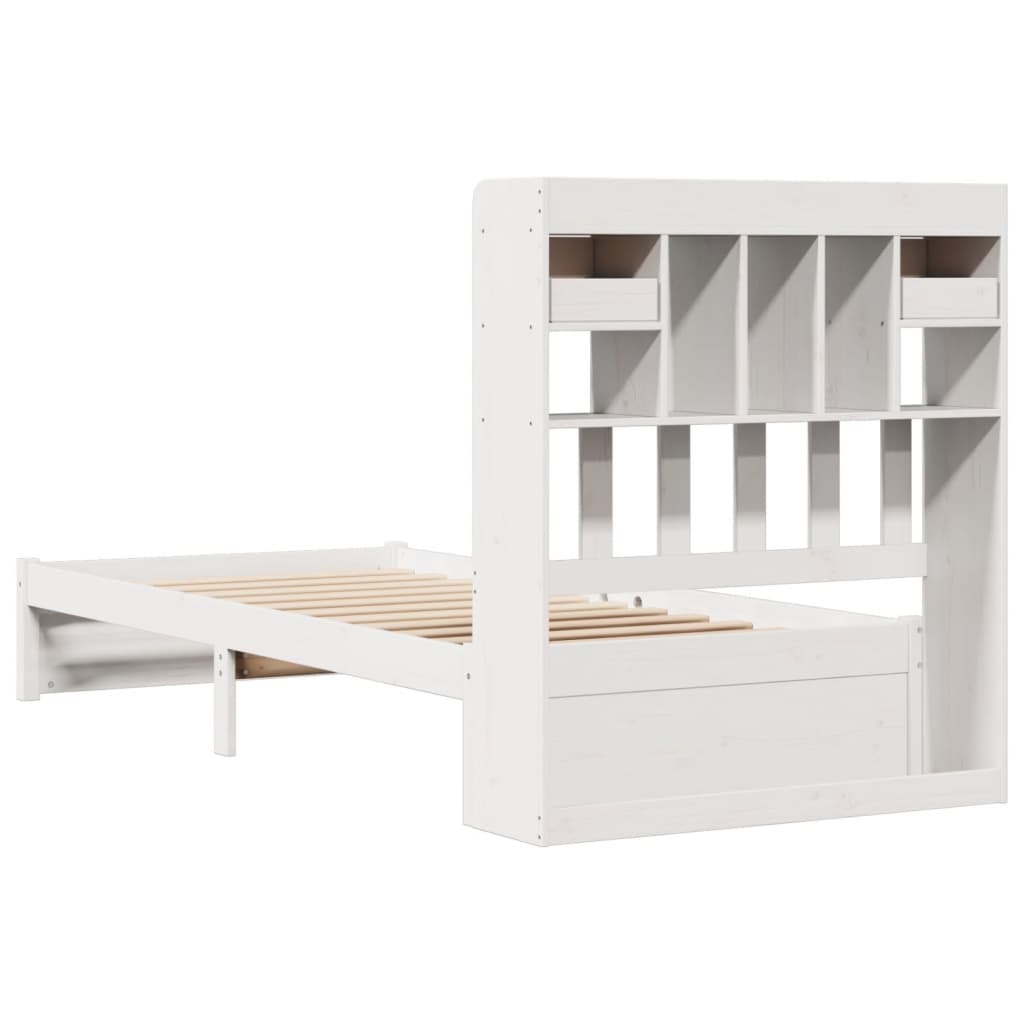 Bookcase Bed without Mattress White 90x190cm Single Solid Wood Pine