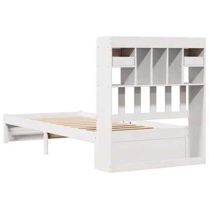 Bookcase Bed without Mattress White 90x190cm Single Solid Wood Pine