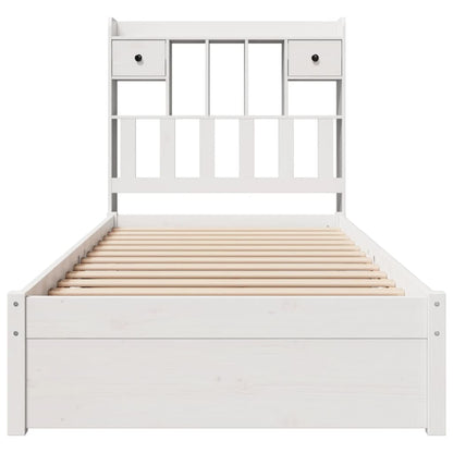 Bookcase Bed without Mattress White 90x200cm Solid Wood Pine
