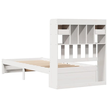 Bookcase Bed without Mattress White 90x200cm Solid Wood Pine