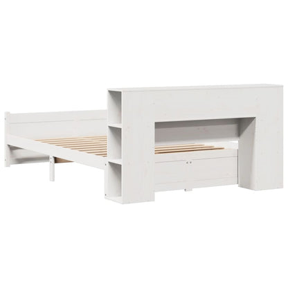 Bookcase Bed without Mattress White 120x190cm Small Double Solid Wood Pine