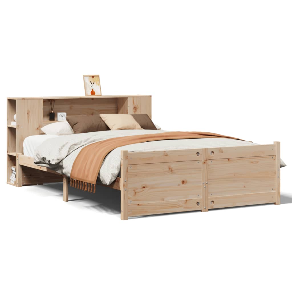 Bookcase Bed without Mattress 135x190cm Double Solid Wood Pine