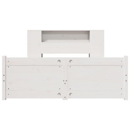 Bookcase Bed without Mattress White 135x190cm Double Solid Wood Pine