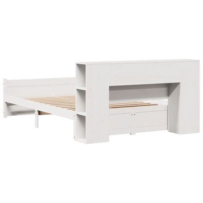 Bookcase Bed without Mattress White 140x190cm Solid Wood Pine