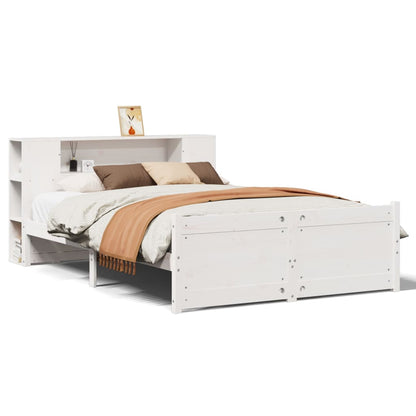 Bookcase Bed without Mattress White 140x200cm Solid Wood Pine