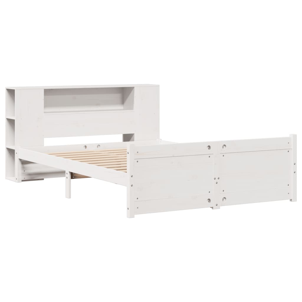 Bookcase Bed without Mattress White 140x200cm Solid Wood Pine