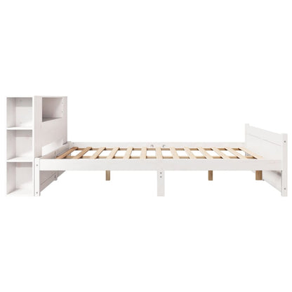 Bookcase Bed without Mattress White 140x200cm Solid Wood Pine