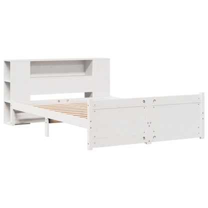 Bookcase Bed without Mattress White 150x200cm King Size Solid Wood Pine
