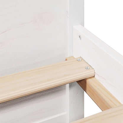 Bookcase Bed without Mattress White 150x200cm King Size Solid Wood Pine